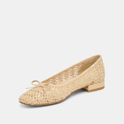 ULICIA BALLET FLATS LT NATURAL CROSS HATCH RAFFIA