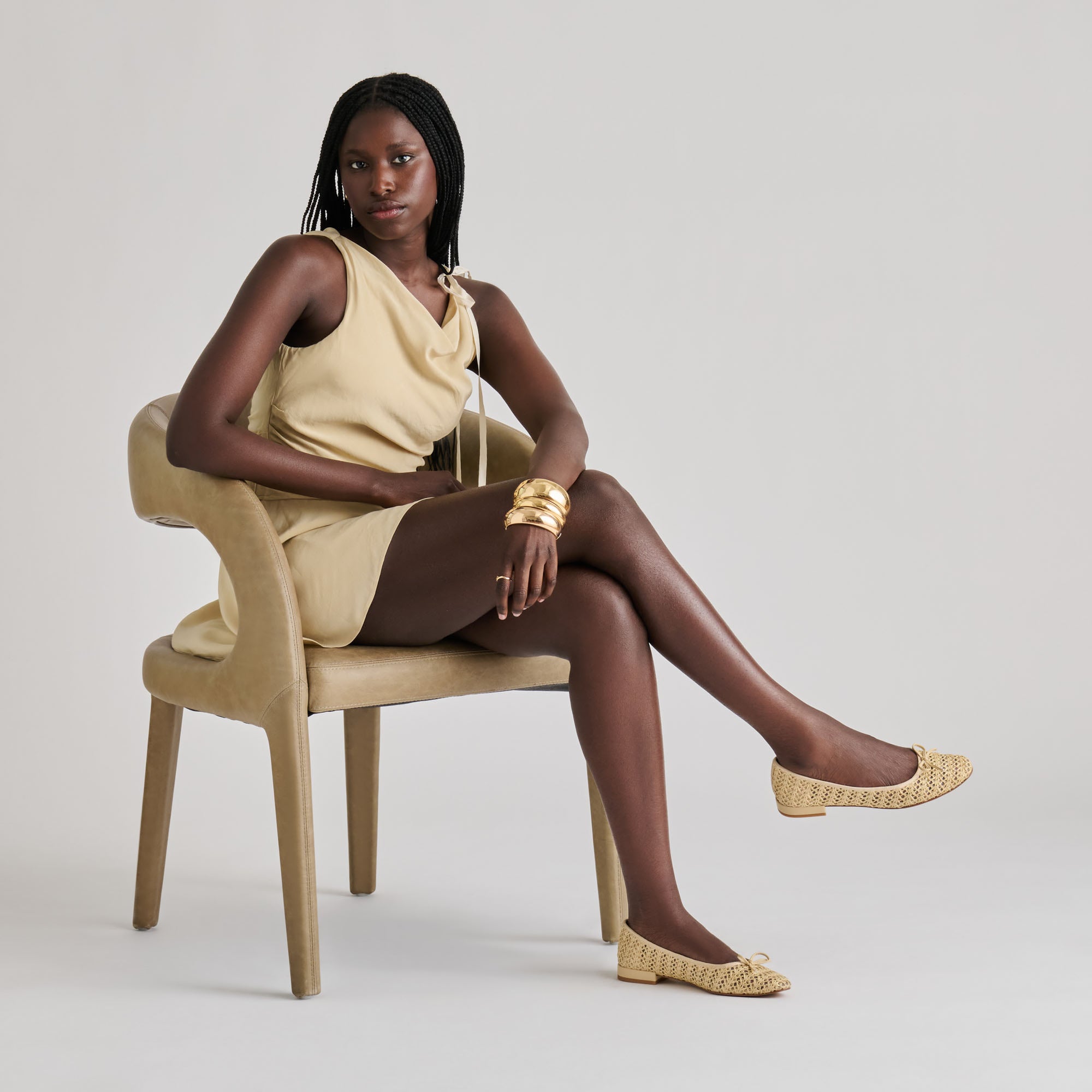 ULICIA BALLET FLATS LT NATURAL CROSS HATCH RAFFIA