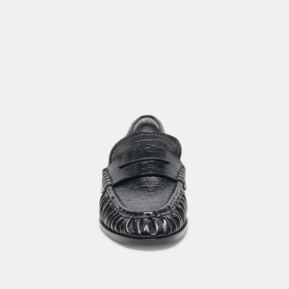BAXEN LOAFERS NOIR EMBOSSED LEATHER