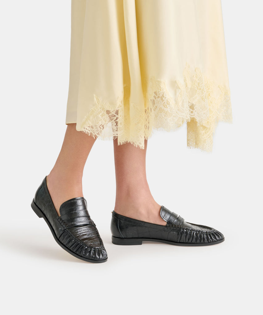 BAXEN LOAFERS NOIR EMBOSSED LEATHER