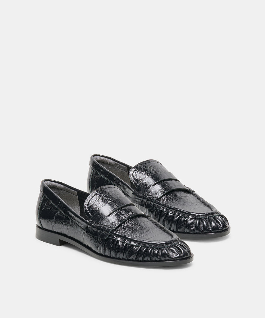 BAXEN LOAFERS NOIR EMBOSSED LEATHER