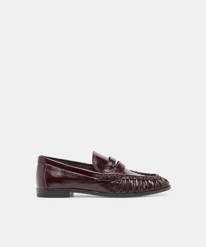BAXEN Oxblood Leather Pointed-Toe Penny Loafers | Dolce Vita