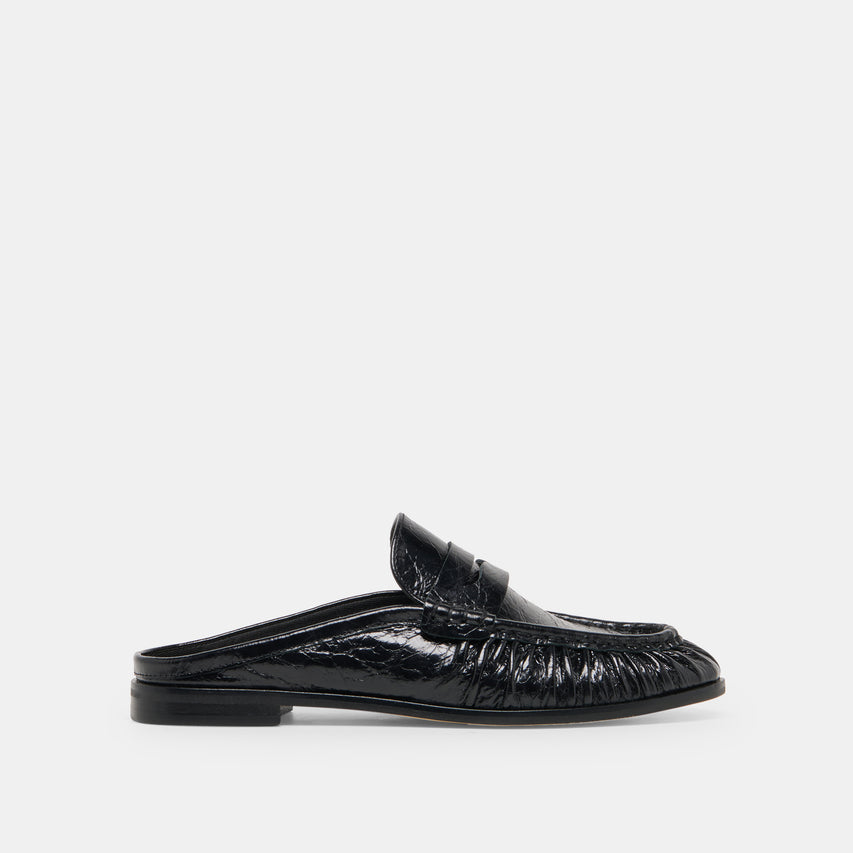 BETZY Midnight Crinkle Patent Closed-Toe Slip-On Loafers | Dolce Vita