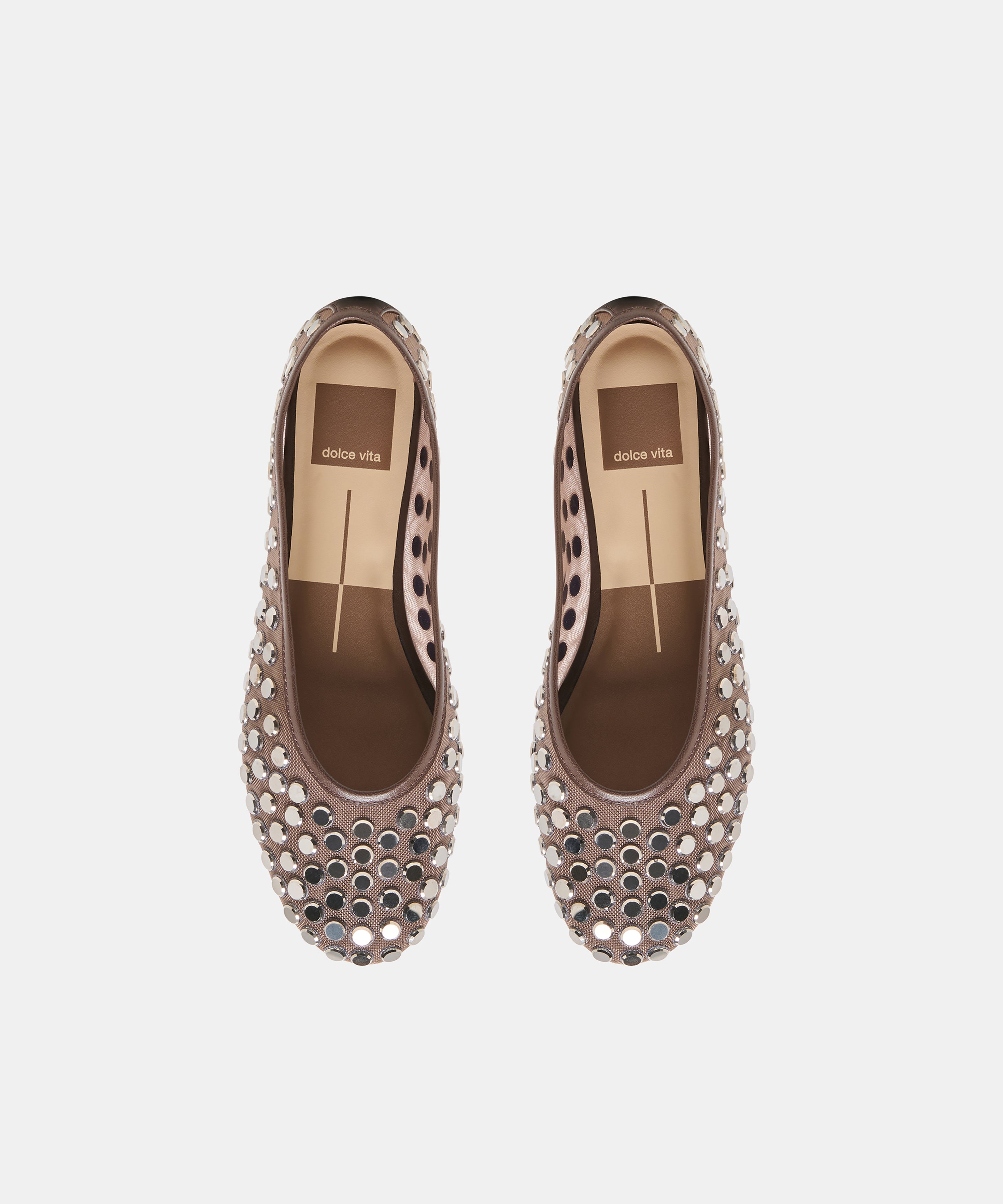 CALIA STUD BALLET FLATS DK BROWN MESH - view 3