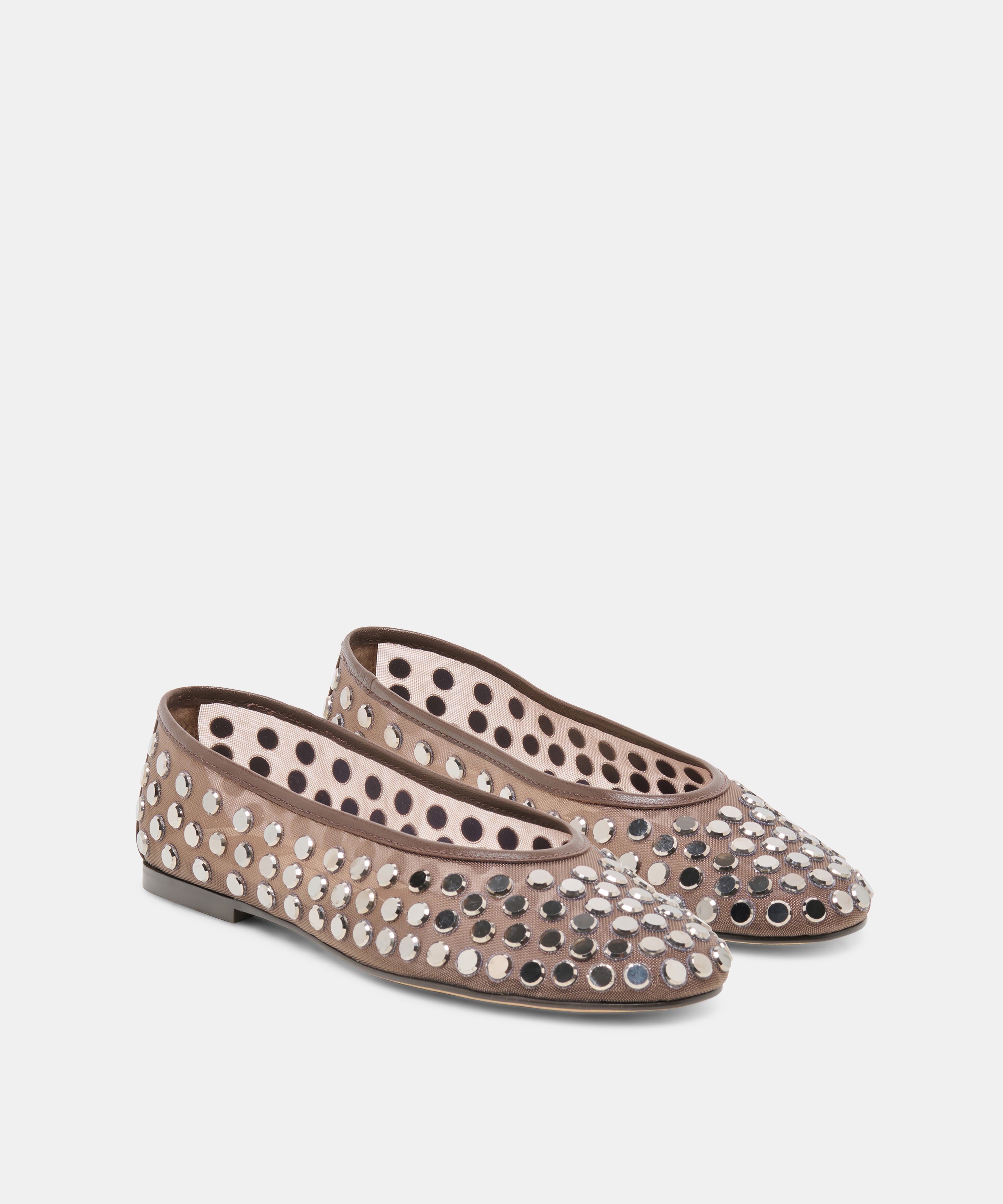 CALIA STUD BALLET FLATS DK BROWN MESH - view 2