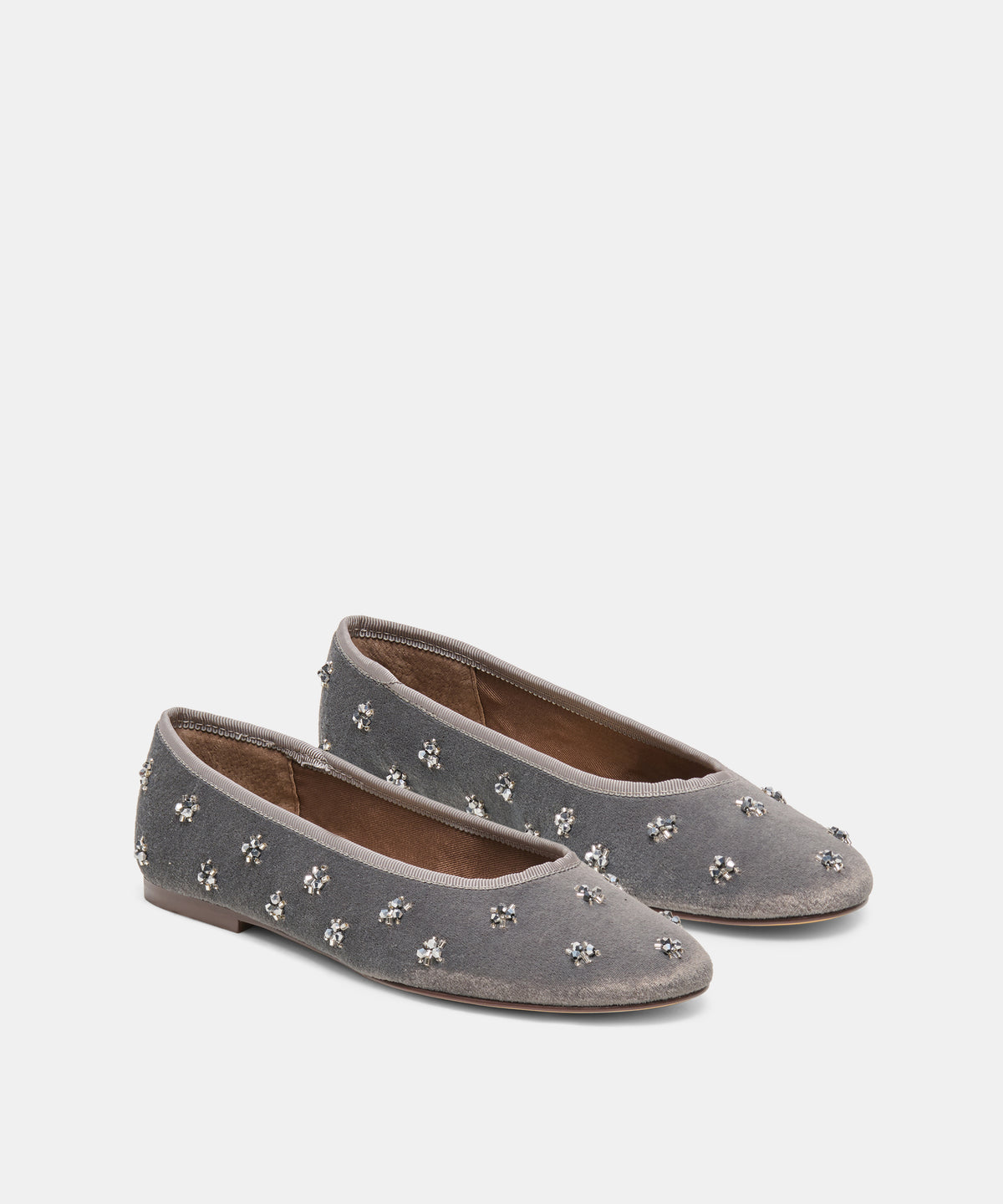 CALIA VELVET BALLET FLATS GREY VELVET - view 2
