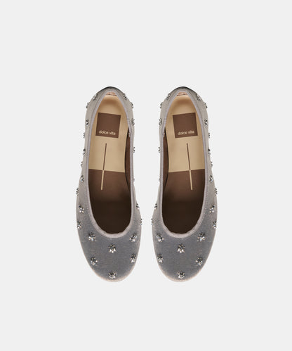 CALIA VELVET BALLET FLATS GREY VELVET