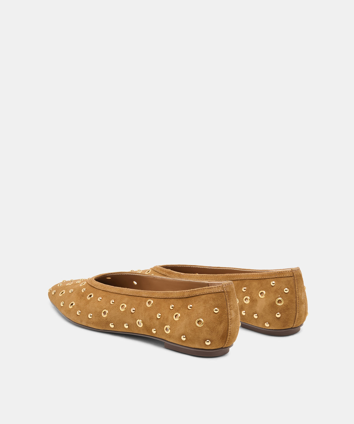 CARET STUD BALLET FLATS LT BROWN SUEDE - view 4