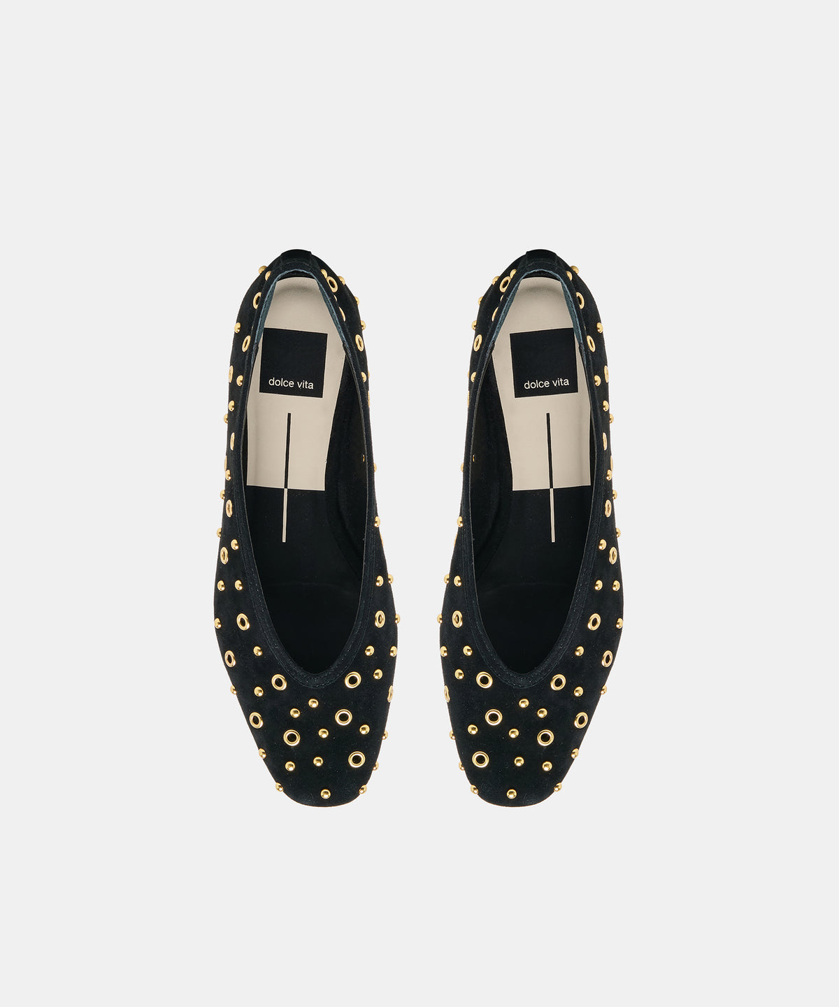 CARET STUD BALLET FLATS ONYX SUEDE - view 3