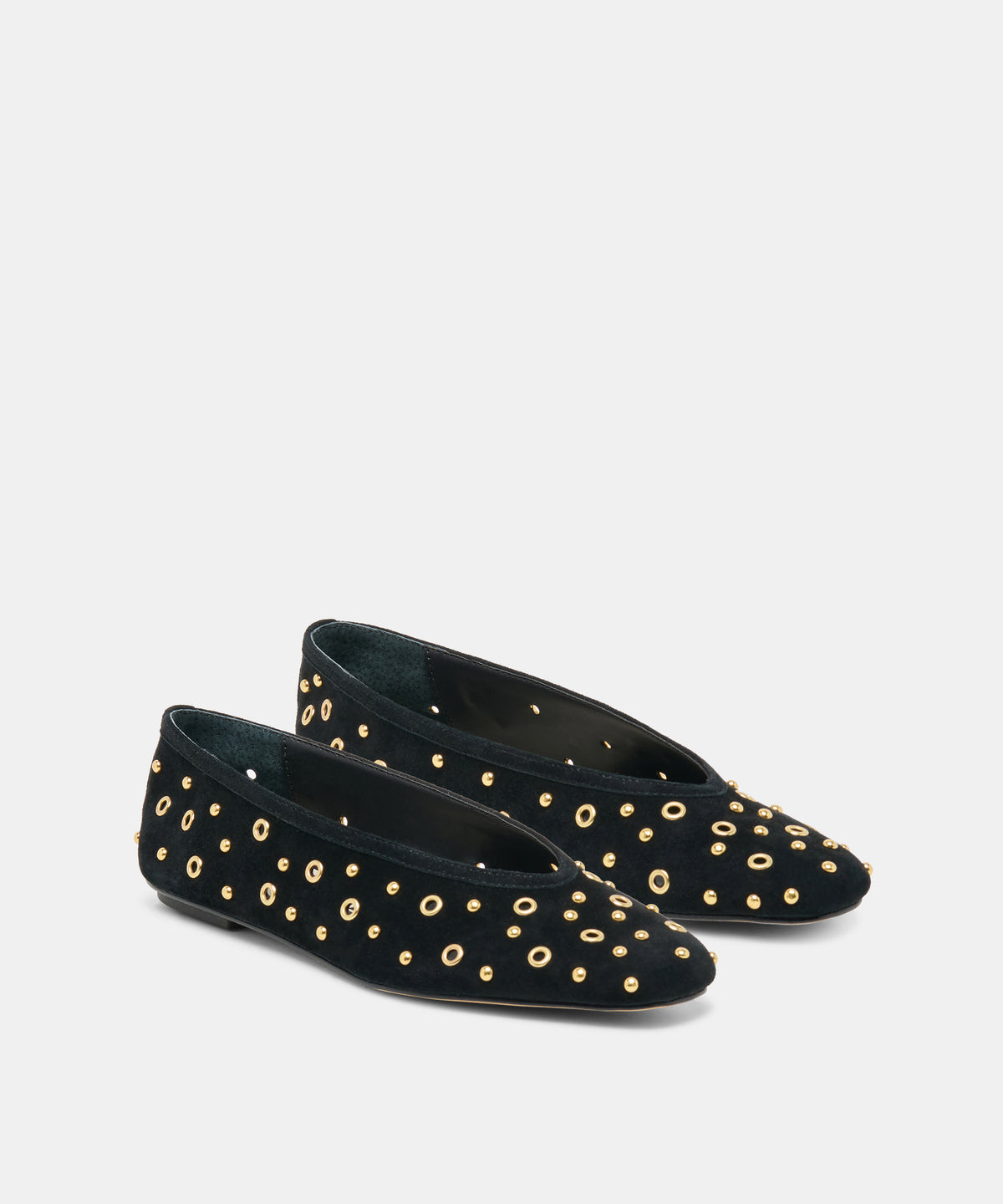 CARET STUD BALLET FLATS ONYX SUEDE - view 2