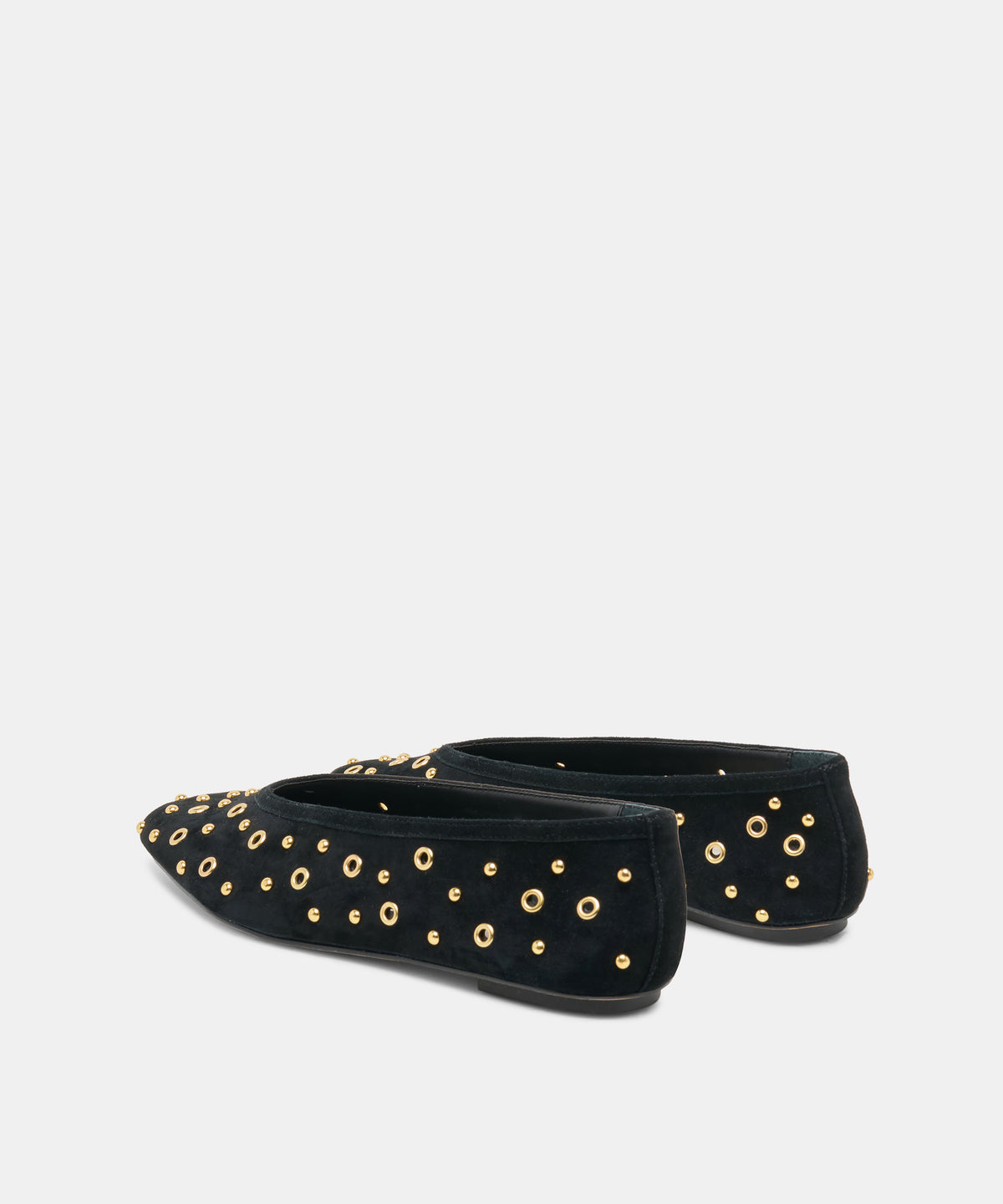 CARET STUD BALLET FLATS ONYX SUEDE - view 4