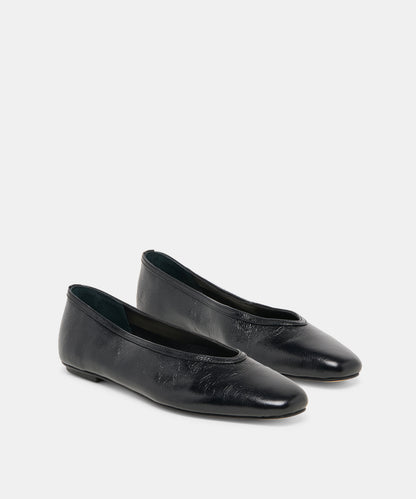 CARET BALLET FLATS BLACK LEATHER
