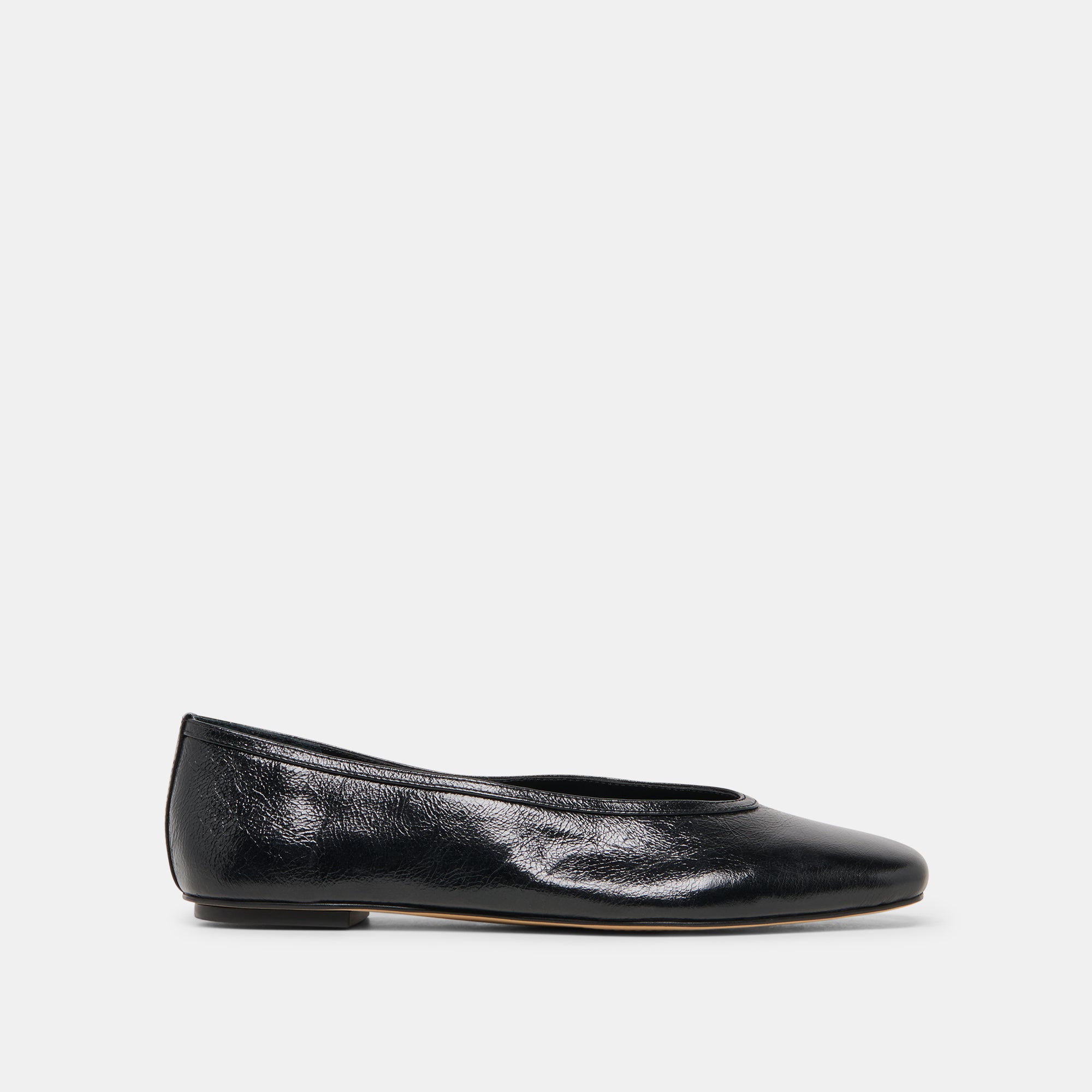 CARET Black Leather Pointed-Toe Ballet Flats | Dolce Vita