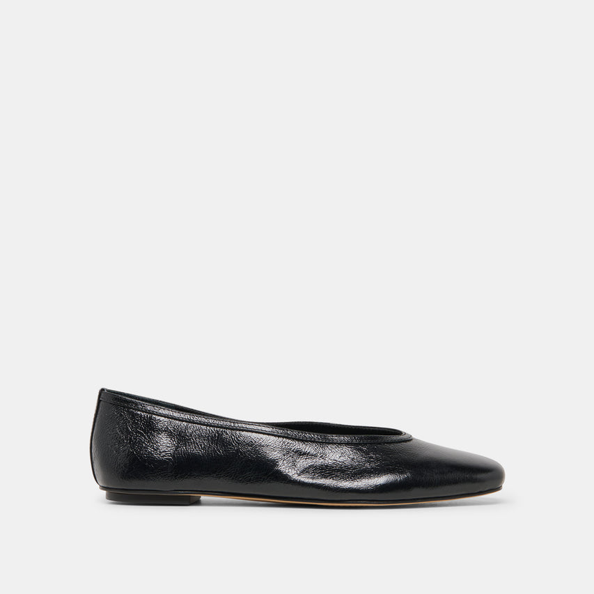 CARET Black Leather Pointed-Toe Ballet Flats | Dolce Vita