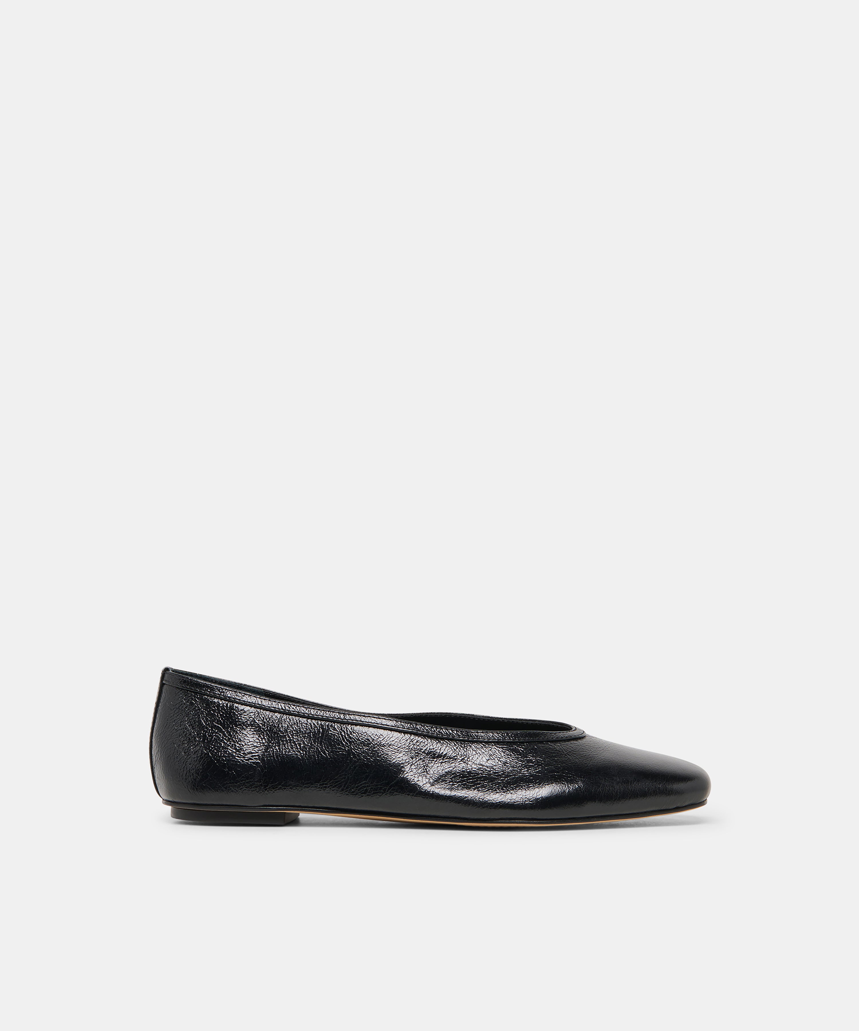 CARET Black Leather Pointed-Toe Ballet Flats | Dolce Vita