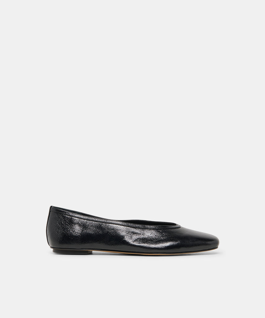 CARET Black Leather Pointed-Toe Ballet Flats | Dolce Vita