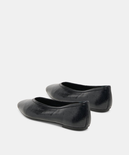 CARET BALLET FLATS BLACK LEATHER