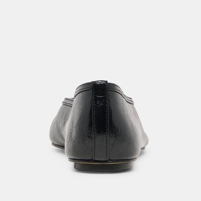 CARET BALLET FLATS BLACK LEATHER