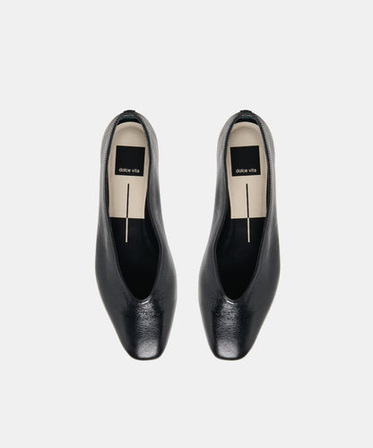 CARET BALLET FLATS BLACK LEATHER