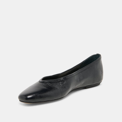 CARET BALLET FLATS BLACK LEATHER