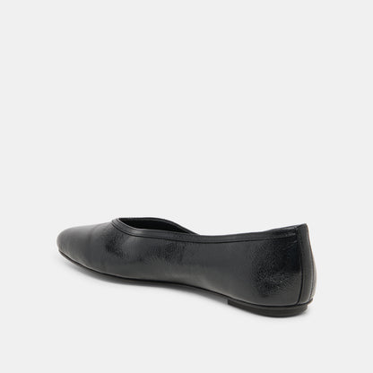 CARET BALLET FLATS BLACK LEATHER