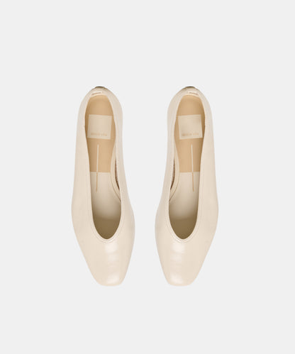 CARET BALLET FLATS BONE LEATHER