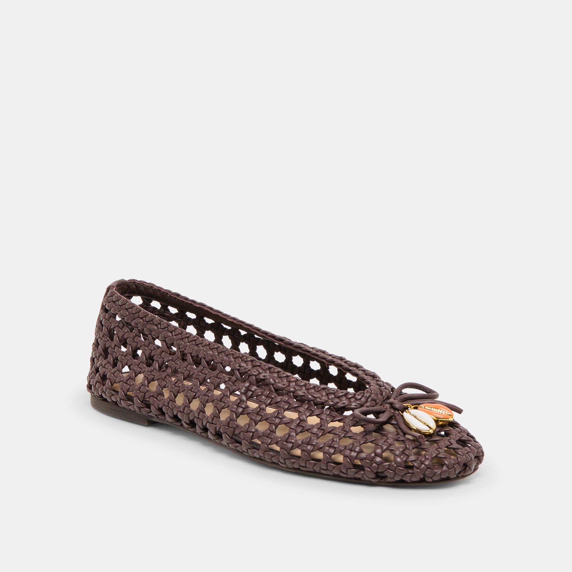CASON BALLET FLATS DK BROWN WOVEN LEATHER