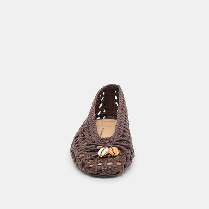 CASON BALLET FLATS DK BROWN WOVEN LEATHER