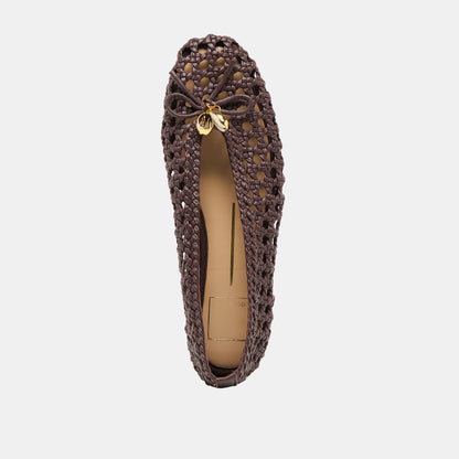 CASON BALLET FLATS DK BROWN WOVEN LEATHER
