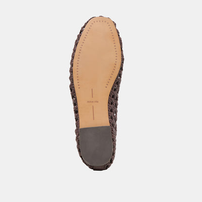 CASON BALLET FLATS DK BROWN WOVEN LEATHER