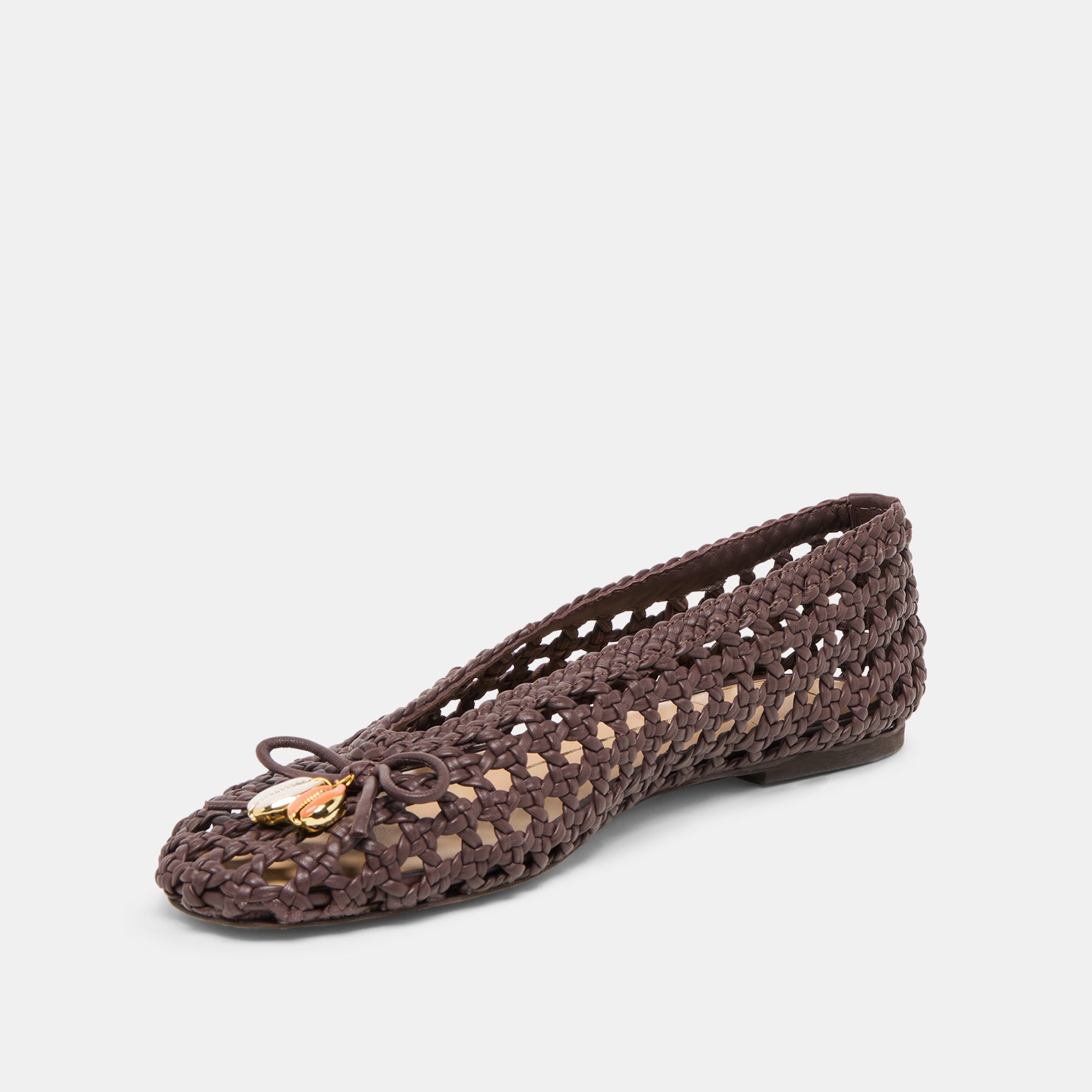 CASON BALLET FLATS DK BROWN WOVEN LEATHER