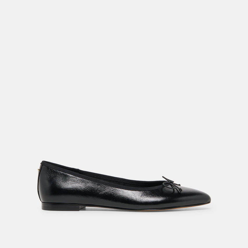 CELIO Black Leather Pointed Closed-Toe Ballet Flats | Dolce Vita