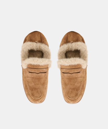 CLOEY PLUSH LOAFERS LT BROWN SUEDE