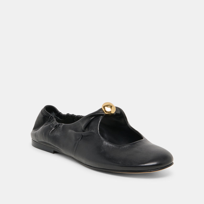CORNEL FLATS BLACK LEATHER