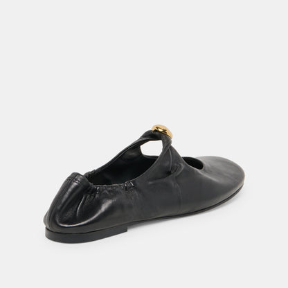 CORNEL FLATS BLACK LEATHER