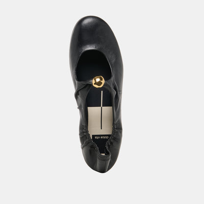 CORNEL FLATS BLACK LEATHER