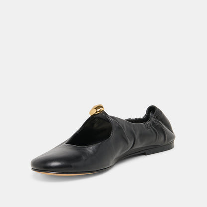 CORNEL FLATS BLACK LEATHER