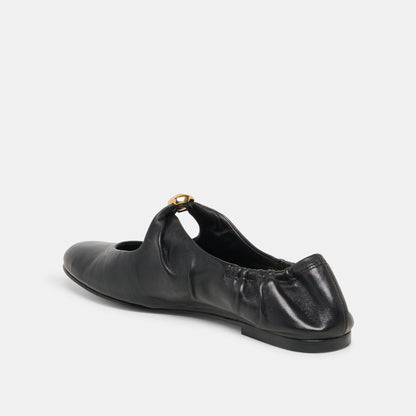 CORNEL FLATS BLACK LEATHER