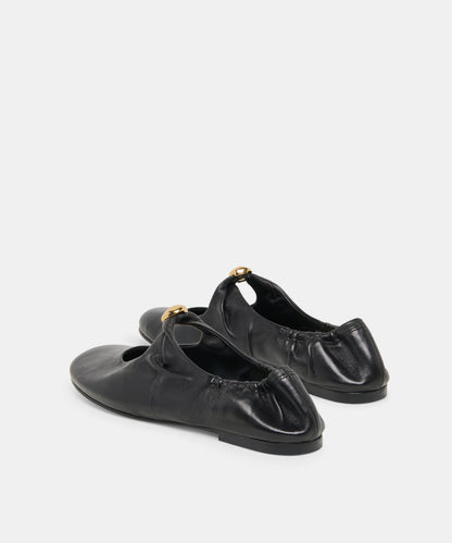 CORNEL FLATS BLACK LEATHER