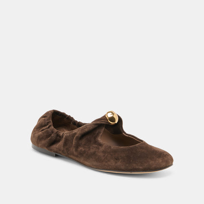 CORNEL FLATS DK BROWN SUEDE