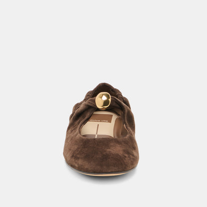 CORNEL FLATS DK BROWN SUEDE