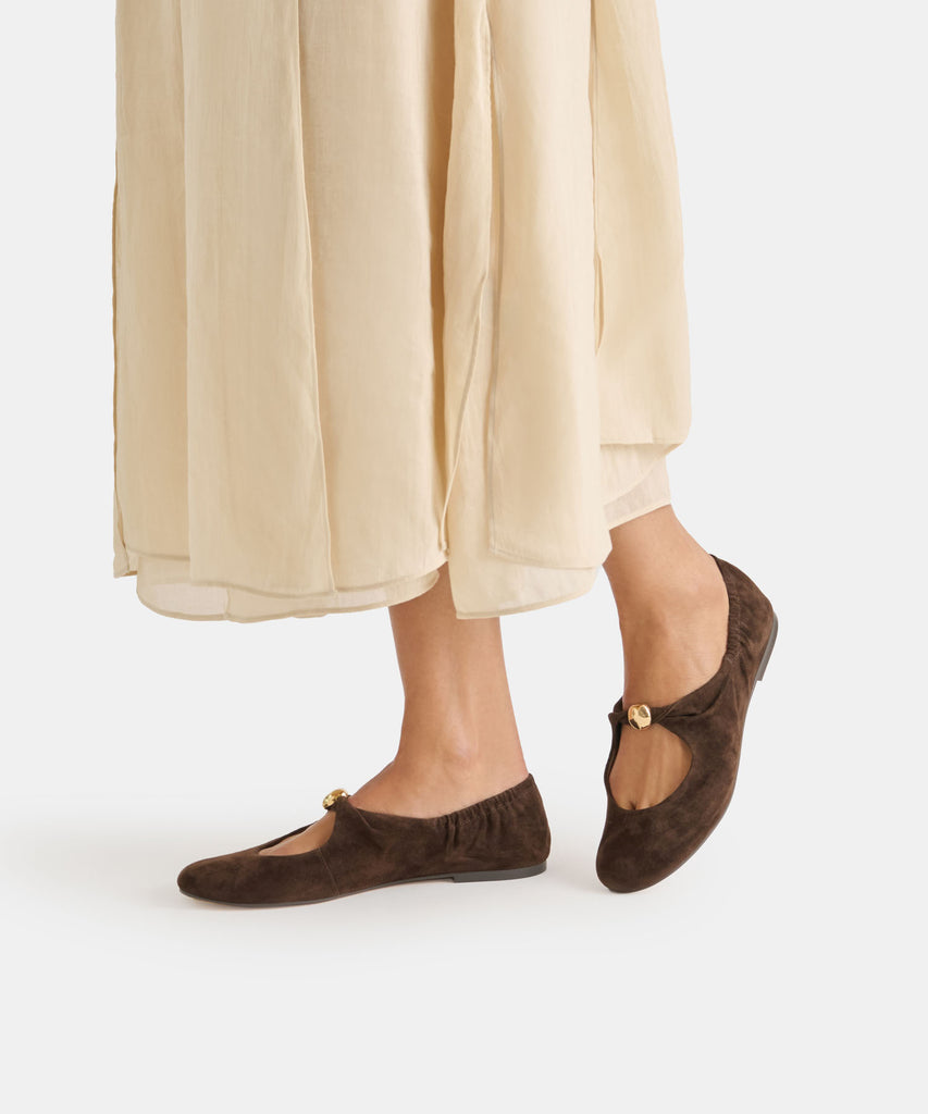 CORNEL FLATS DK BROWN SUEDE