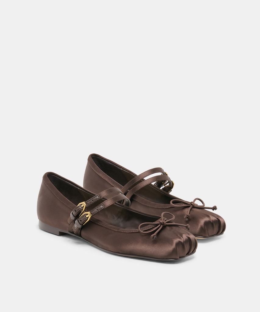 GIBSEN BALLET FLATS DK CHOCOLATE SATIN