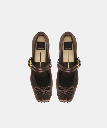 GIBSEN BALLET FLATS DK CHOCOLATE SATIN