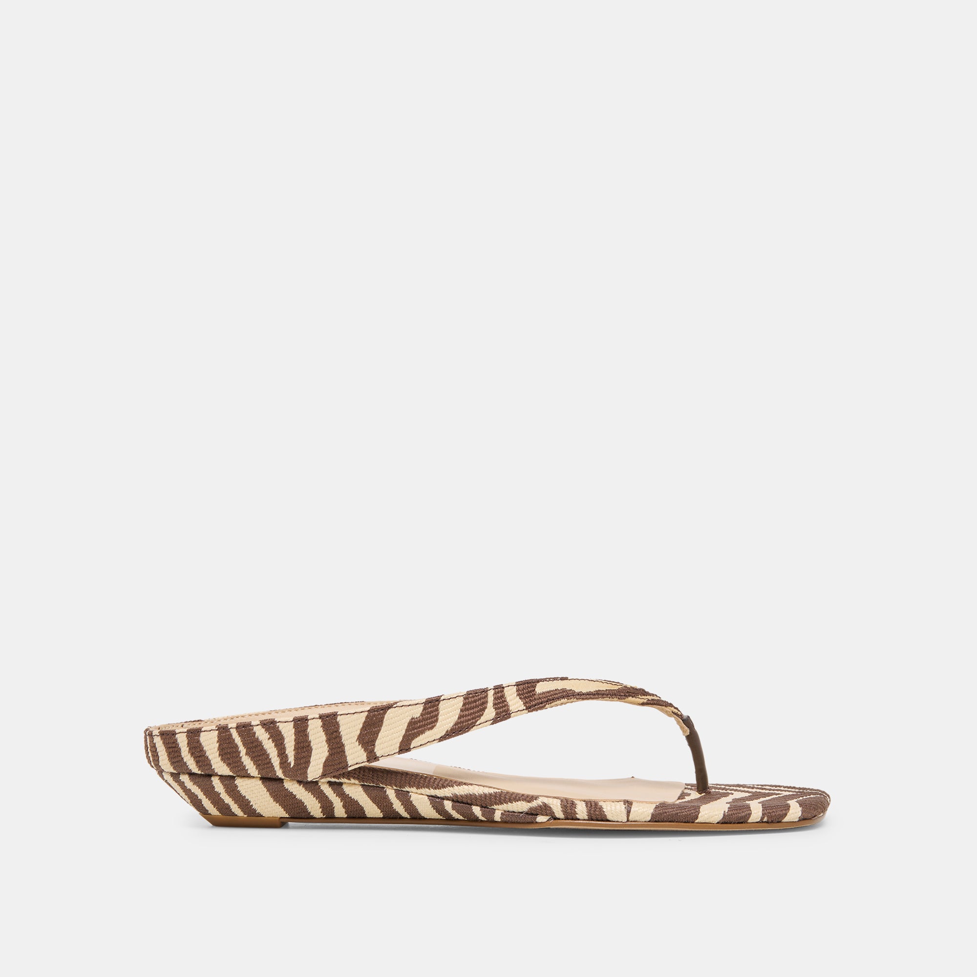 GIZEL Beige Zebra Raffia Thong Square-Toe Sandals | Dolce Vita