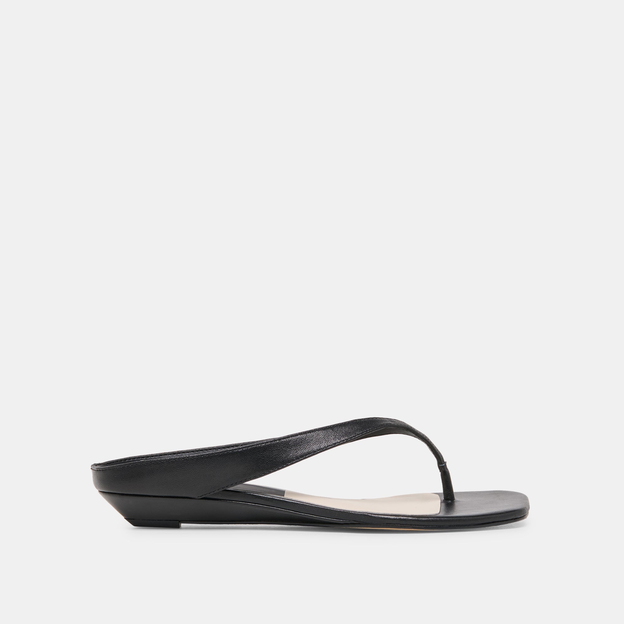 GIZEL Black Leather Thong Square-Toe Sandals | Dolce Vita