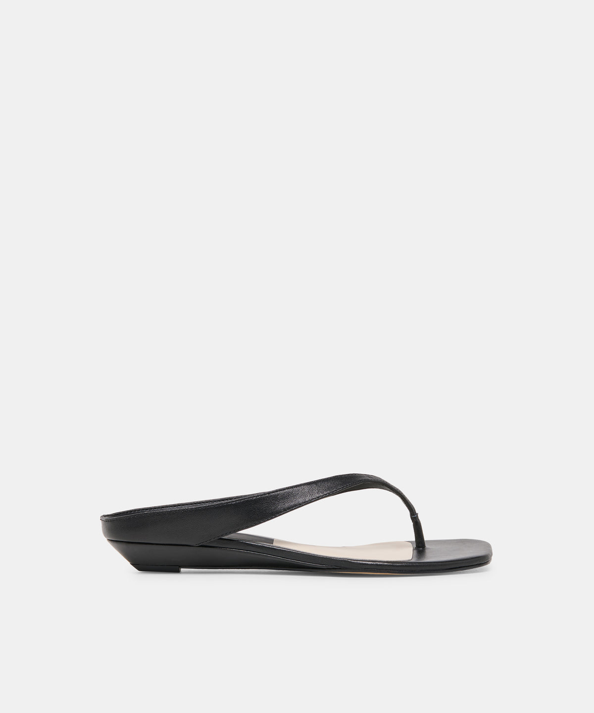 GIZEL Black Leather Thong Square-Toe Sandals | Dolce Vita