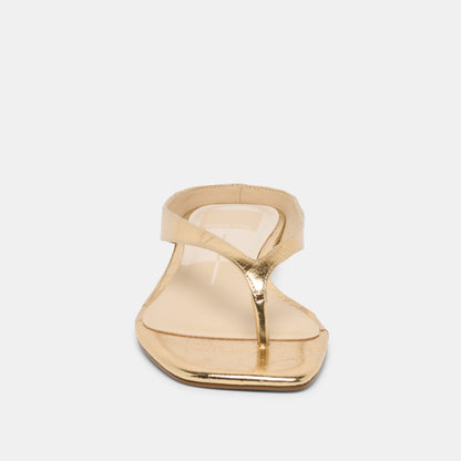GIZEL SANDALS GOLD CRINKLE PATENT