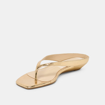 GIZEL SANDALS GOLD CRINKLE PATENT