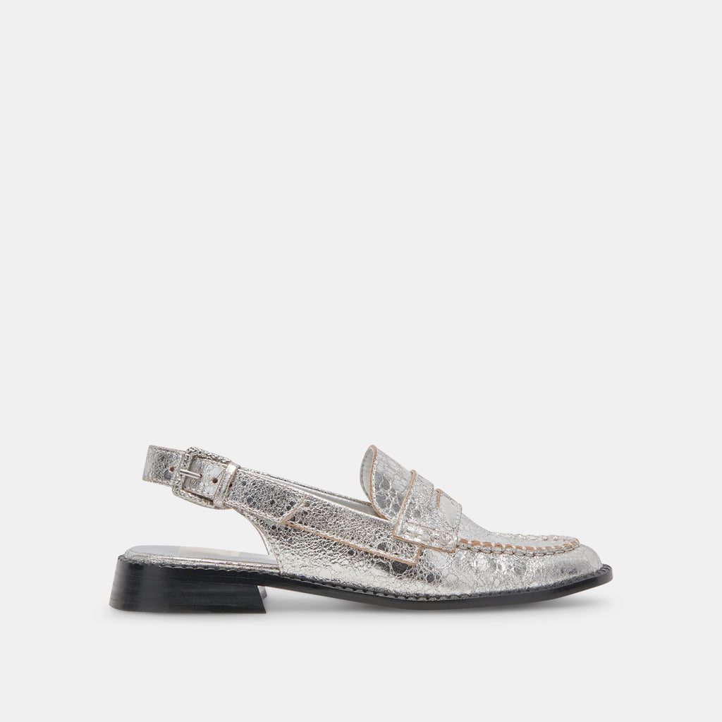 HARDI WIDE LOAFERS SILVER CRACKLED LEATHER - image 1
